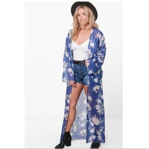 Longline chiffon floral kimono
